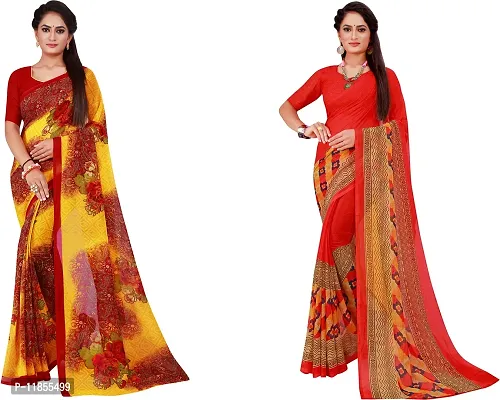 Beautiful Georgette Saree With Blouse Piece Pack Of 2