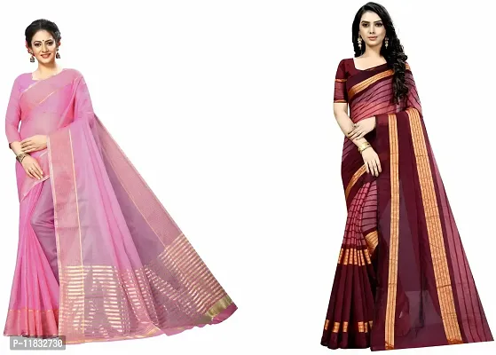 Beautiful Art Silk Saree with Blouse Piece Pack Of 2