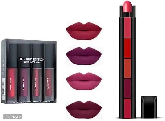 Combo of Red Edition Liquid Matte Lipstic  5 in 1 Red Edition Matte Lipstic