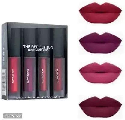 Red Edition Waterproof Long Lasting Set of 4 Liquid Matte Lipsticks KR-4-thumb0