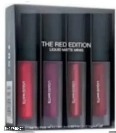 Professional Combo Waterproof Red Edition Liquid Matte Minis Lipsticks Pack Of 4-thumb0