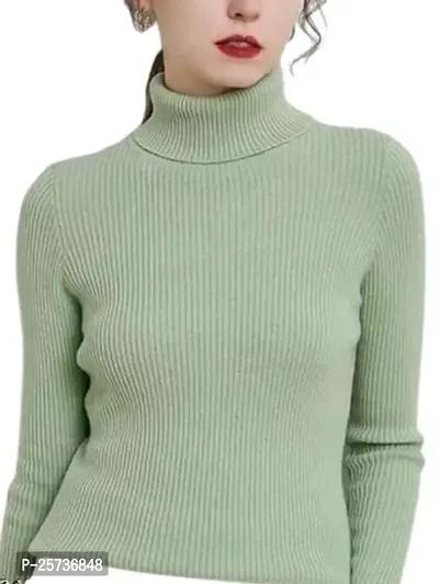 RK Enterprises Women's Ribbed Turtleneck Highneck Full Sleeves Pullover Sweater-thumb0