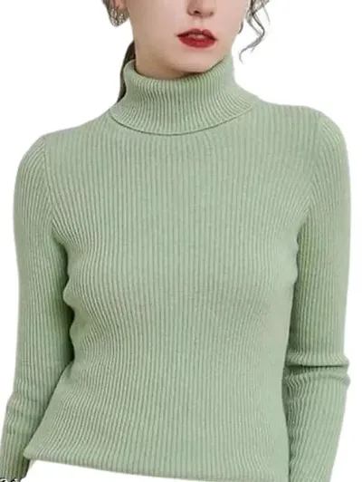 RK Enterprises Women's Ribbed Turtleneck Highneck Full Sleeves Pullover Sweater