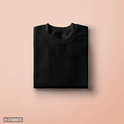 Elegant Black Cotton Solid Tshirt For Women