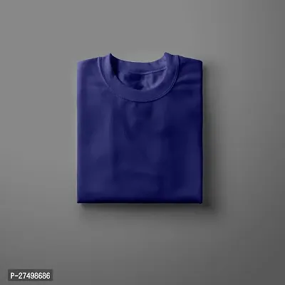 Elegant Blue Cotton Solid Tshirt For Women