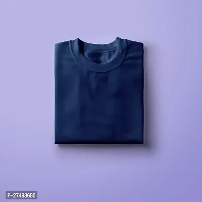 Elegant Blue Cotton Solid Tshirt For Women-thumb0