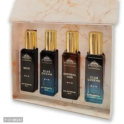 Perfume For Men Gift Pack of 4 x 20 ML Eau De Parfum Long Lasting and Anti-Stain Perfumes Gift Set for Men Blue Ocean, Club Legend, Imperial Oud