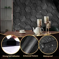 Black Peel and Stick Wallpaper 15.7 X 118 3D Hexagon Geometric Embossed Contact Paper-thumb1