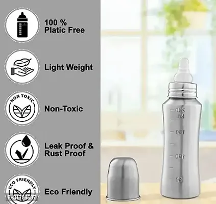 Stainless Steel Baby Feeding Bottle with Nipple 250 Ml-thumb2