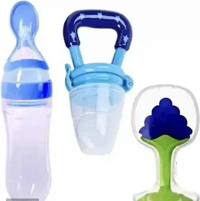 Baby Spoon Feeder With Vegetable Fruit Nibbler And Teether (Pack Of 3)