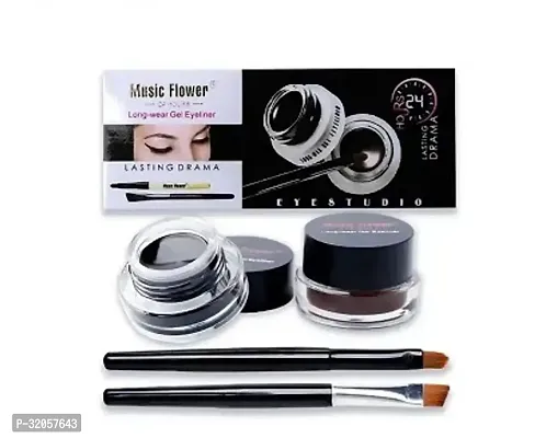 Flower Black and Brown Gel Eyeliner with Brush Pack Of 1