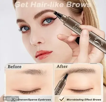 4 Tip Microblading Eyebrow Pen Waterproof Eyebrow Pencil Dark Brown-thumb0