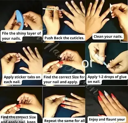 Fake Designer Artificial Extension Nails (12 Nails) with Glue-thumb2