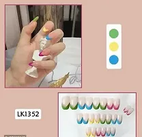 Set of 24 Reusable Artificial Nails in Multicolor Nail Design Including Glue Stamp (Pack of 24)-thumb1