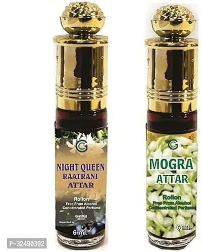 Combo of Raatrani Attar and Mogra Attar Roll on Pack of 12 Ml-thumb0