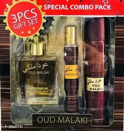 Perfume Gift Set 3pic Oad Malaki Gift Set Combo 3 For Man Woman (Parfum,Dio,Attar)-thumb0