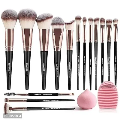 Professional Makeup Brushes 15 Pcs Synthetic Makeup Brushes Set with 1 Makeup Sponge  1 Brush Cleaner