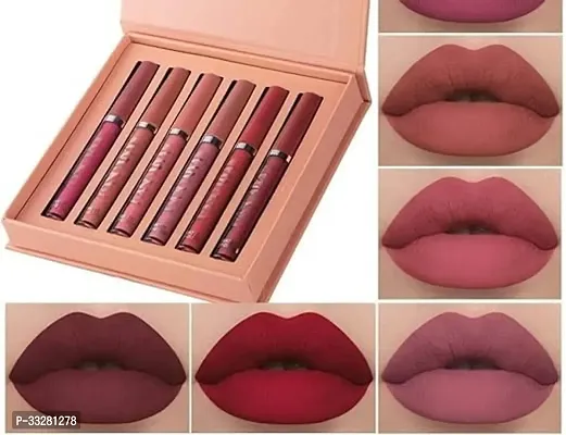 6Pcs Nude Liquid Glossy Lipstick-thumb0