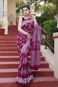 Attractive Cotton Printed Saree  with Blouse Piece-thumb3