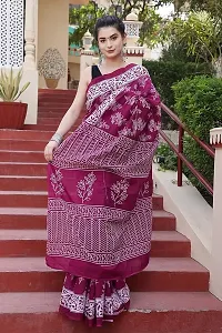 Attractive Cotton Printed Saree  with Blouse Piece-thumb1