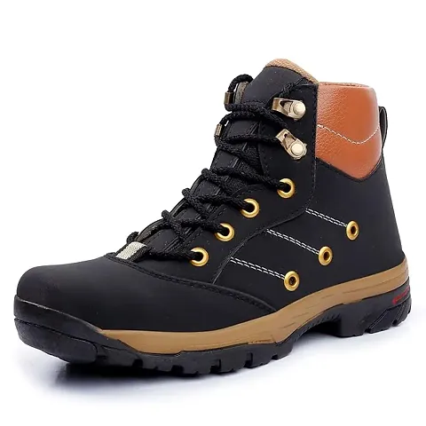 New Black Casual Synthetic Leather Boots For Men