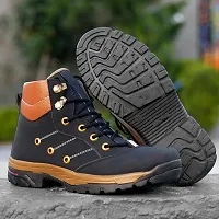 New Black Casual Synthetic Leather Boots For Men-thumb3
