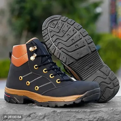 New Black Casual Synthetic Leather Boots For Men-thumb4