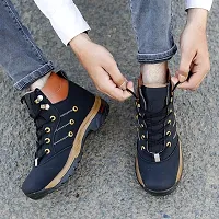 New Black Casual Synthetic Leather Boots For Men-thumb1