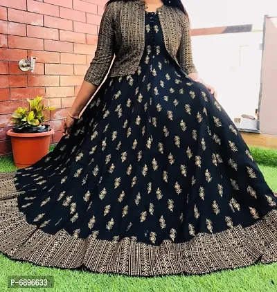 Black Jacqueline Style Anarkali Gown with Jacket-thumb0