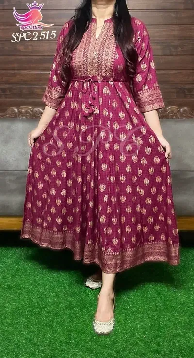Attractive Fancy Rayon Printed Gown