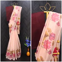 Stylish Organza Saree with Blouse piece For Women-thumb2