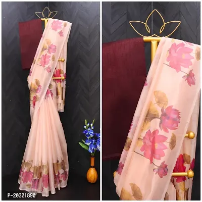 Stylish Organza Saree with Blouse piece For Women-thumb3