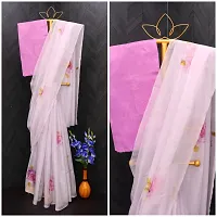 Stylish Organza Saree with Blouse piece For Women-thumb2