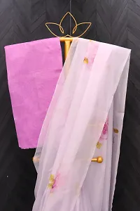 Stylish Organza Saree with Blouse piece For Women-thumb4