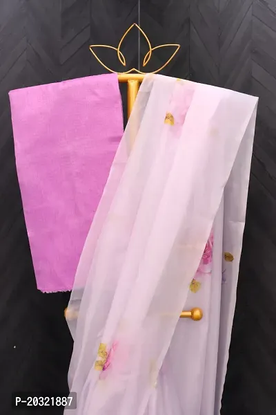 Stylish Organza Saree with Blouse piece For Women-thumb5