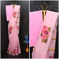 Stylish Organza Saree with Blouse piece For Women-thumb1