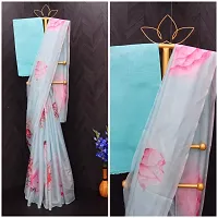 Stylish Organza Saree with Blouse piece For Women-thumb2