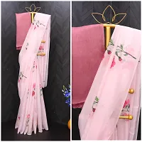 Stylish Organza Saree with Blouse piece For Women-thumb1