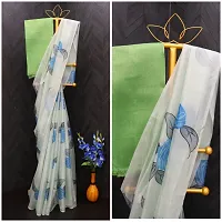 Stylish Organza Saree with Blouse piece For Women-thumb1