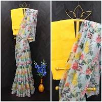 Stylish Organza Saree with Blouse piece For Women-thumb1