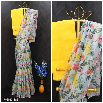 Stylish Organza Saree with Blouse piece For Women-thumb2