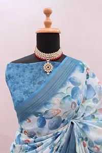 Beautiful Linen Saree With Blouse Piece For Women-thumb3