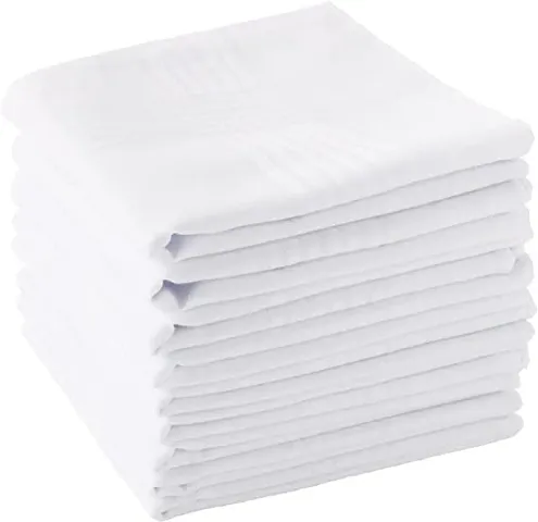 Men's Handkerchiefs 100% Soft Cotton White Hankie Hankerchieves 3 Pcs