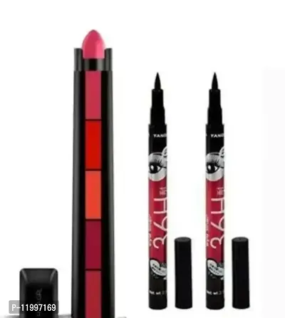 matte lipstick 5 in 1 red lipstick plus 2 pcs Eyeliner-thumb0