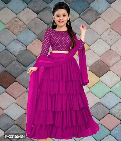 Stylish Purple Satin Lehenga Cholis For Girl-thumb0