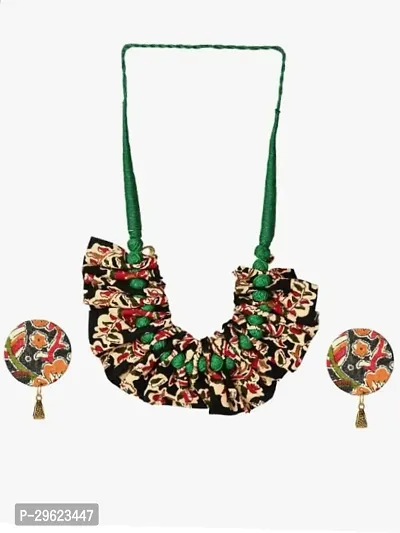 Stylish Multicoloured Fabric Jewellery Set For Women-thumb0