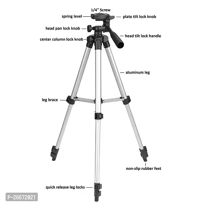 Aluminum 110CM Lightweight Tripod, with Mobile Phone Holder Mount  Carry Bag for All Smart Phones, Gopro, Cameras, Silver-thumb3