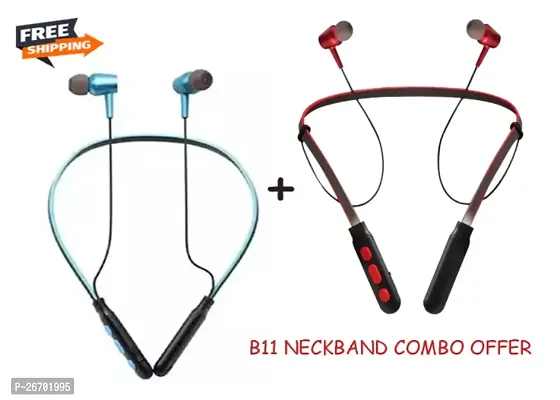B11 Wireless Bluetooth in Ear Neckband Headset Pack of 2-thumb0