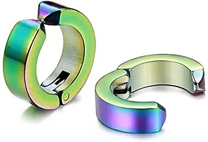 Unisex Stainless Steel  Multy Color Hoop Earring Stylish Piercing Jewelry for Men and Women-thumb1