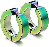 Unisex Stainless Steel  Multy Color Hoop Earring Stylish Piercing Jewelry for Men and Women-thumb2